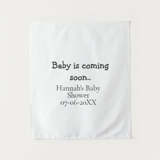 Tenture Bébé arrive bientôt nom date baby shower machine à