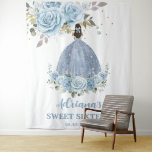 Tenture Bébé Bleu Floral Douce 16 Seize Anniversaire Quinc
