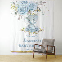 Bébé Bleu Floral Éléphant Mignon Garçon Baby Showe