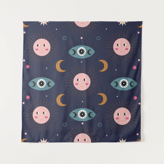 Tenture Bébé bohème, motif chic hippie. (Devant)