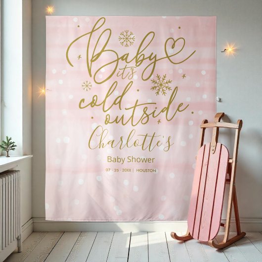 Tenture Bébé C'est froid dehors Baby shower fille arrière-