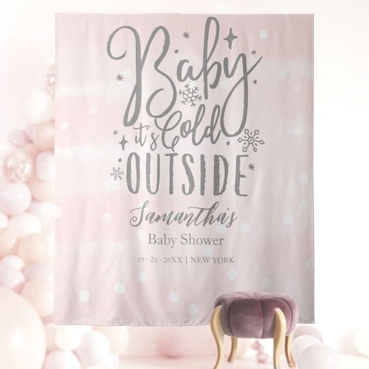 Tenture Bébé C'est froid dehors Baby shower fille arrière-