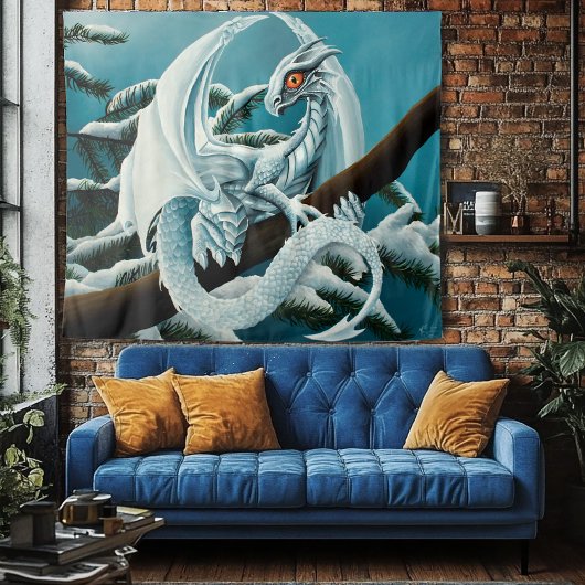 Tenture Bébé Dragon d'hiver blanc