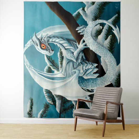 Tenture Bébé Dragon d'hiver blanc (En situation)