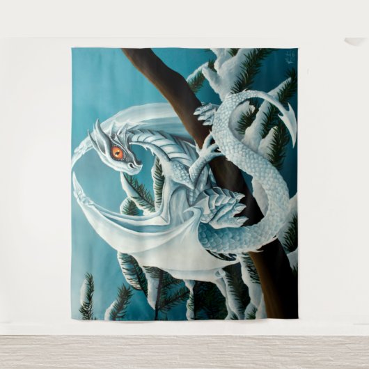 Tenture Bébé Dragon d'hiver blanc (Devant)