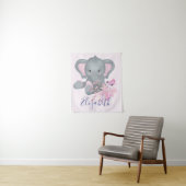 Tenture Bébé éléphant aquarelle mignon  (En situation)