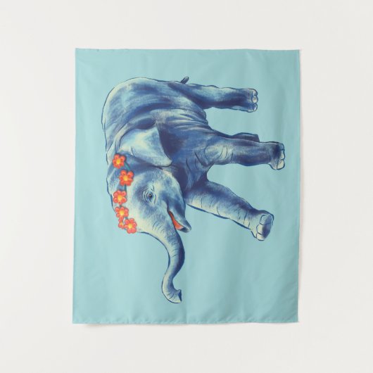 Tenture Bébé Eléphant Bleu mignon Fille Enfants (Devant)