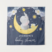 Tenture Bébé éléphant sur la lune pour Baby Shower (Devant)