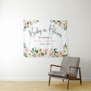Tenture Bébé en Fleur Baby Shower Rose Fleurs
