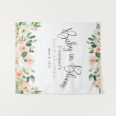 Tenture Bébé en fleurs Baby shower rose aux fleurs (Devant (Horizontal))