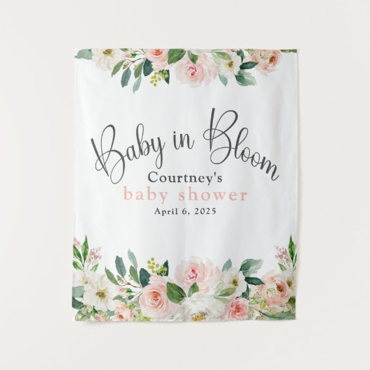 Tenture Bébé en fleurs Baby Shower Rose Fleurs (Devant)