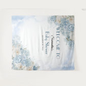 Tenture Bébé en fleurs Bohemian Blue Rose Baby shower (Devant (Horizontal))