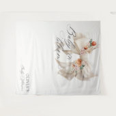 Tenture Bébé en fleurs Bow blanc Baby shower floral (Devant (Horizontal))