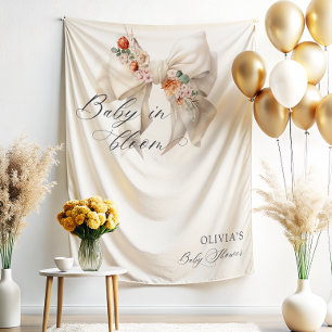 Tenture Bébé en fleurs Bow blanc Baby shower floral
