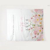 Tenture Bébé en fleurs Fête de naissance bébé rose (Devant (Horizontal))