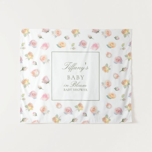 Tenture Bébé Fille Élégante Aquarelle en Fleurs Baby Showe (Devant (Horizontal))