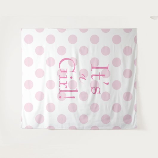 Tenture Bébé fille rose Polkadot Baby shower Script (Devant (Horizontal))