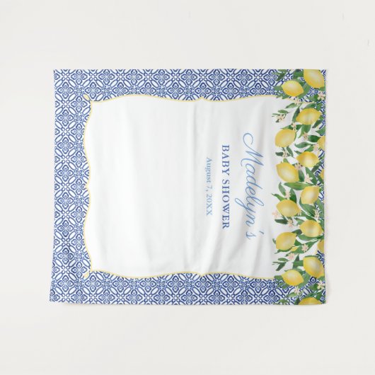 Tenture Bébé garçon Shower Photo Dropcloth Citrons Bleu Cl (Devant (Horizontal))