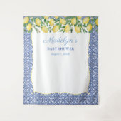 Tenture Bébé garçon Shower Photo Dropcloth Citrons Bleu Cl (Devant)