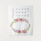 Tenture Bébé Jardin de Printemps Nom Mensuel Jalons Photo (Devant)