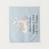 Tenture Bébé lama avec fleurs blanches et bleues bébé garç (Devant)