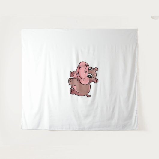 Tenture Bébé mignon Hippo Moo Deng Débardeur_1 (Devant (Horizontal))