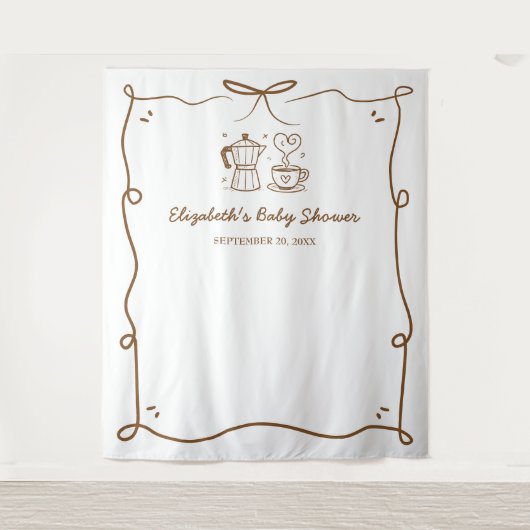 Tenture Bébé prépare un café Baby Shower (Devant)