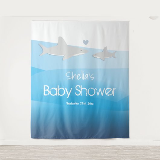 Tenture Bébé requin Baby Shower (Devant)