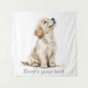 Tenture Bébé Retriever doré beige personnalisé