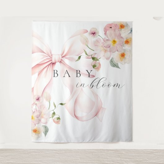 Tenture Bébé rose en fleur Baby shower fond (Devant)