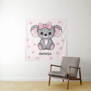 Tenture Bébé rose Koala Ours