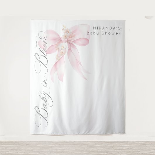 Tenture Bébé rose pâle dans Baby shower fleuri fleuri (Devant)
