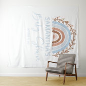 Tenture Bébé Shower Bleu Boho Arc-en-ciel Terracotta (En situation (horizontale))