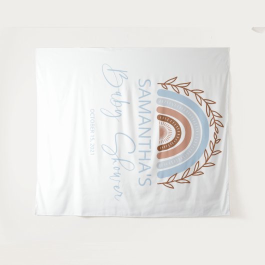 Tenture Bébé Shower Bleu Boho Arc-en-ciel Terracotta (Devant (Horizontal))