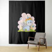 Tenture Bébé Unicorne Papillon Barrière Aquarelle (En situation)