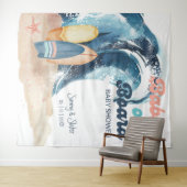 Tenture Bébés surfeurs à bord Baby shower Beach Twins (En situation (horizontale))