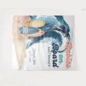 Tenture Bébés surfeurs à bord Baby shower Beach Twins (Devant (Horizontal))