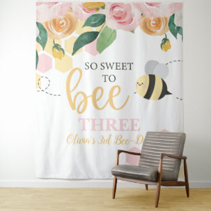 Tenture Bee Day Bumblebee Anniversaire rose floral bannièr