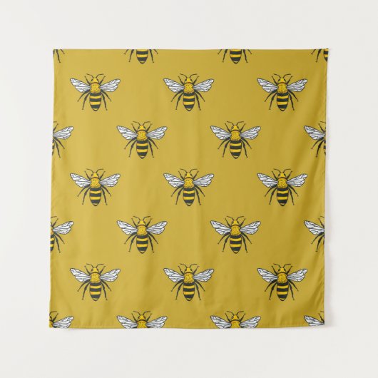 Tenture Bee Haven : Motif jaune Vintage (Devant)