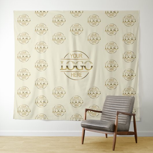 Tenture Beige Business Logo Step & Repeat Backdrop Banner (En situation (horizontale))