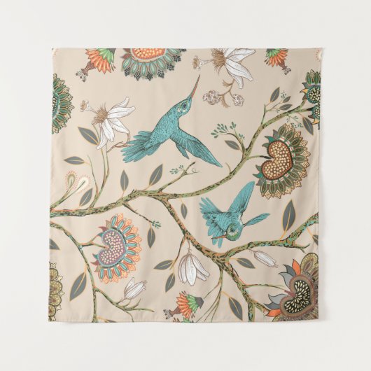 Tenture Beige seamless pattern with stylized flowers and b (Devant (Horizontal))