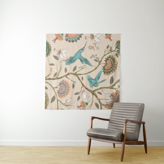 Tenture Beige seamless pattern with stylized flowers and b (En situation (horizontale))