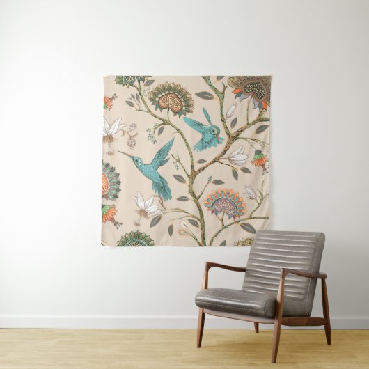 Tenture Beige seamless pattern with stylized flowers and b (En situation)