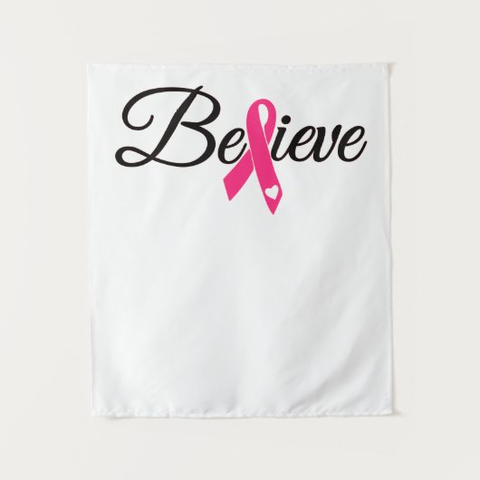 Tenture Believe Pink Ribbon Breast Cancer Awareness (Devant)