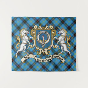 Tenture Bell Clan Badge & Unicorns avec Tartan