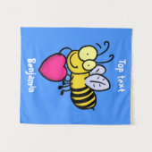 Tenture Belle abeille drôle avec dessin animé du coeur (Devant (Horizontal))