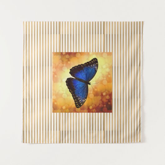 Tenture Belle affiche de papillon bleu Morpho Bokeh (Devant (Horizontal))