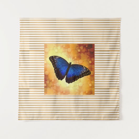 Tenture Belle affiche de papillon bleu Morpho Bokeh (Devant)