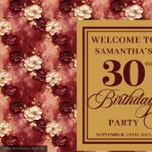 Tenture Belle Bannière Blush Burgundy Gold 30th Birthday