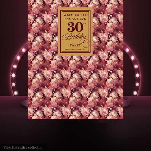 Tenture Belle Burgundy Blush Gold 30e fête d'anniversaire